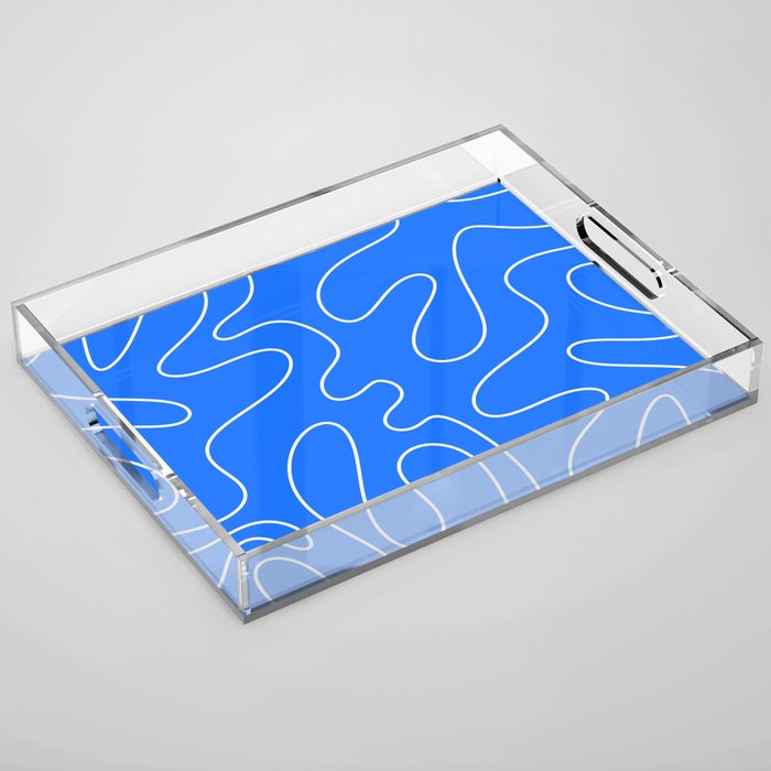 Bold Blue Squiggle Abstract Pattern Acrylic Tray Gallery Image 1