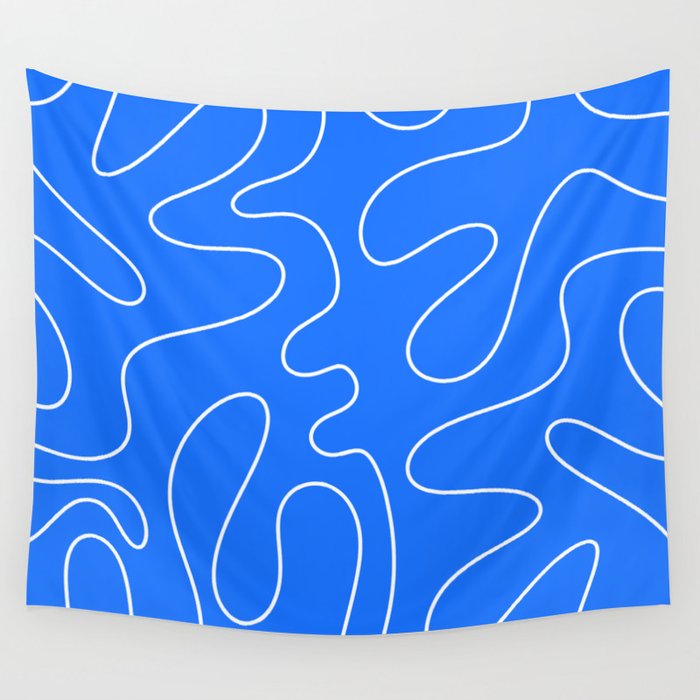 Bold Blue Squiggle Abstract Pattern Wall Tapestry Gallery Image 1