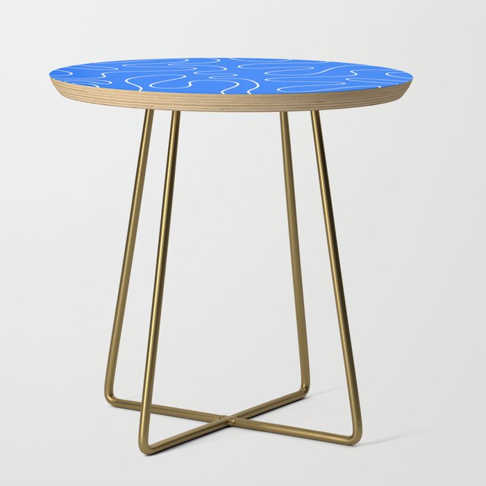 Bold Blue Squiggle Abstract Pattern Side Table Gallery Image 1
