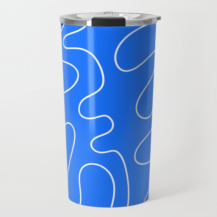 Bold Blue Squiggle Abstract Pattern Travel Mug Gallery Image 1