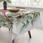 Cardinal Christmas Wreath, Floral Prints Tablecloth Gallery Image 3