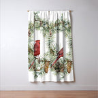 Cardinal Christmas Wreath, Floral Prints Window Curtain Gallery Image 3