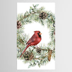 Cardinal Christmas Wreath, Floral Prints Tablecloth Gallery Image 2