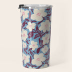 Cream Burgundy Blue Floral  Travel Mug Gallery Image 3