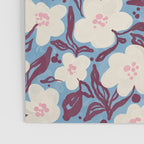 Cream Burgundy Blue Floral  Poster Gallery Image 3