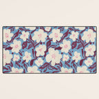 Cream Burgundy Blue Floral  Desk Mat Gallery Image 3