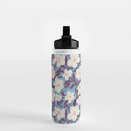 Cream Burgundy Blue Floral  Water Bottle Gallery Image 2