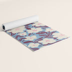 Cream Burgundy Blue Floral  Yoga Mat Gallery Image 2