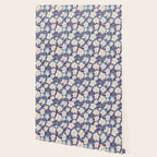 Cream Burgundy Blue Floral  Wallpaper Gallery Image 2