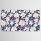 Cream Burgundy Blue Floral  Tablecloth Gallery Image 2