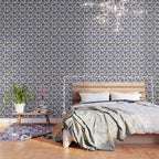 Cream Burgundy Blue Floral  Wallpaper Gallery Image 3