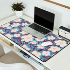 Cream Burgundy Blue Floral  Desk Mat Gallery Image 2