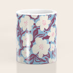 Cream Burgundy Blue Floral  Coffee Mug Gallery Image 4