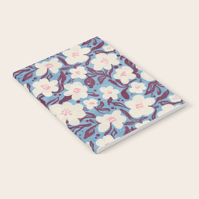 Cream Burgundy Blue Floral  Notebook Gallery Image 2