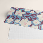 Cream Burgundy Blue Floral  Wrapping Paper Gallery Image 2
