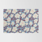 Cream Burgundy Blue Floral  Rug Gallery Image 2