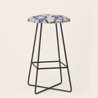 Cream Burgundy Blue Floral  Stool Gallery Image 1