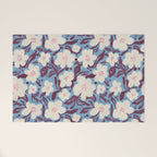 Cream Burgundy Blue Floral  Welcome Mat Gallery Image 1