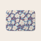 Cream Burgundy Blue Floral  Bath Mat Gallery Image 1