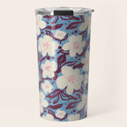 Cream Burgundy Blue Floral  Travel Mug Gallery Image 1