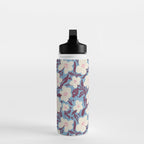Cream Burgundy Blue Floral  Water Bottle Gallery Image 3