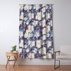 Cream Burgundy Blue Floral  Window Curtain Gallery Image 5