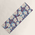 Cream Burgundy Blue Floral  Yoga Mat Gallery Image 1