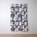 Cream Burgundy Blue Floral  Window Curtain Gallery Image 3