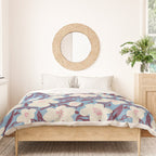Cream Burgundy Blue Floral  Duvet Cover Gallery Image 3