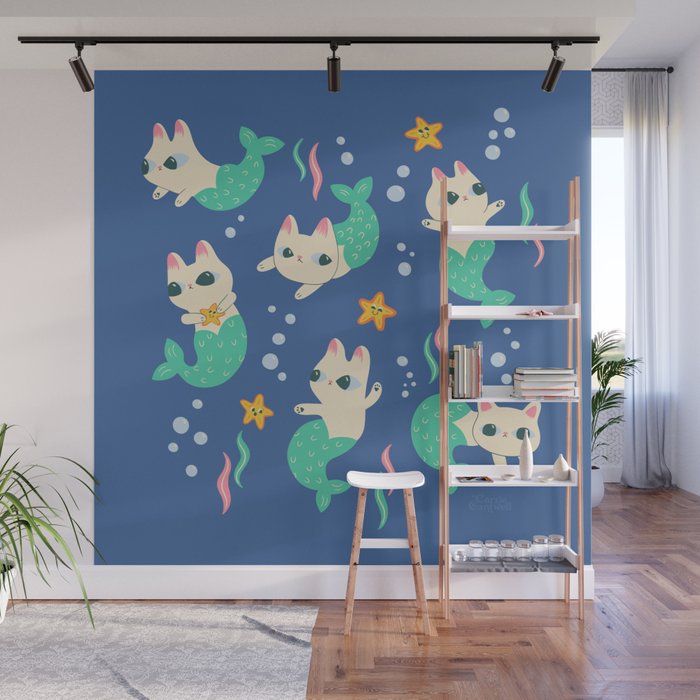 Pretty Purrmaids - Cat Mermaids Wall Mural Gallery Image 1