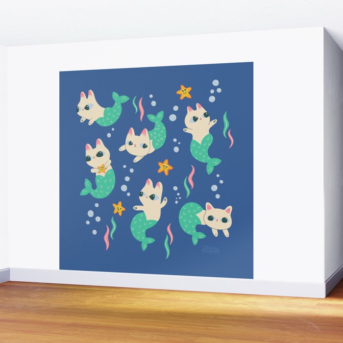 Pretty Purrmaids - Cat Mermaids Wall Mural Gallery Image 2