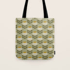 Retro Floral Sage - Mid Century Modern Daisy Tote Bag Gallery Image 1