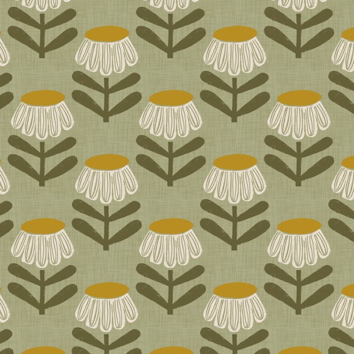 Retro Floral Sage - Mid Century Modern Daisy Coffee Mug Gallery Image 2