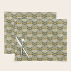 Retro Floral Sage - Mid Century Modern Daisy Placemat Gallery Image 1