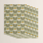 Retro Floral Sage - Mid Century Modern Daisy Wrapping Paper Gallery Image 3