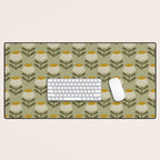Retro Floral Sage - Mid Century Modern Daisy Desk Mat Gallery Image 1