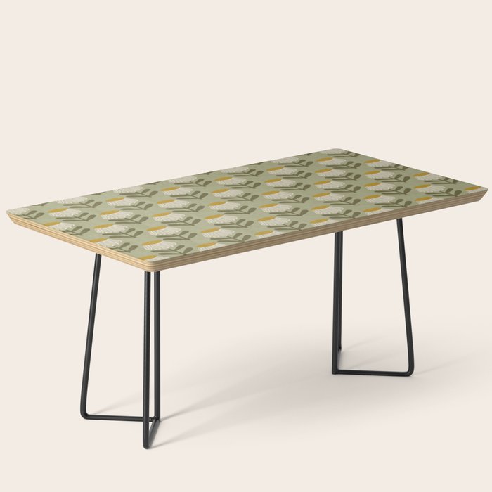 Retro Floral Sage - Mid Century Modern Daisy Coffee Table Gallery Image 1