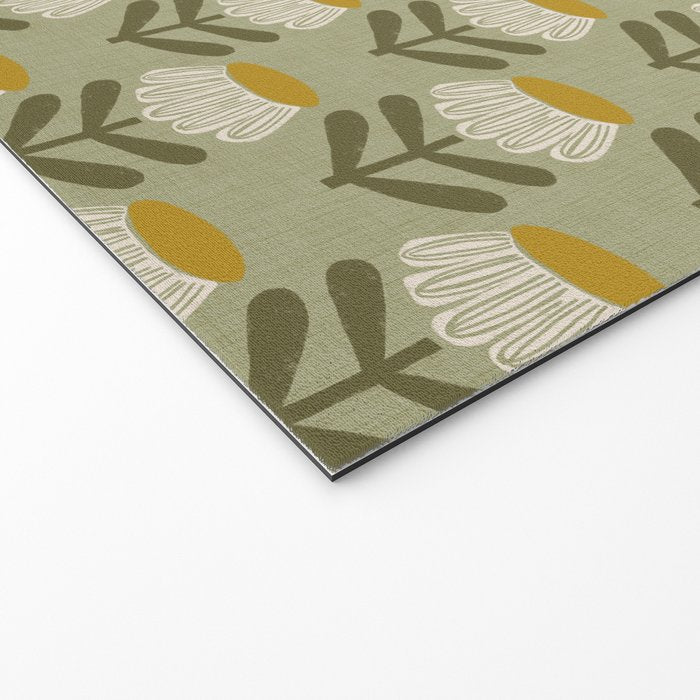 Retro Floral Sage - Mid Century Modern Daisy Welcome Mat Gallery Image 2