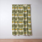 Retro Floral Sage - Mid Century Modern Daisy Window Curtain Gallery Image 3