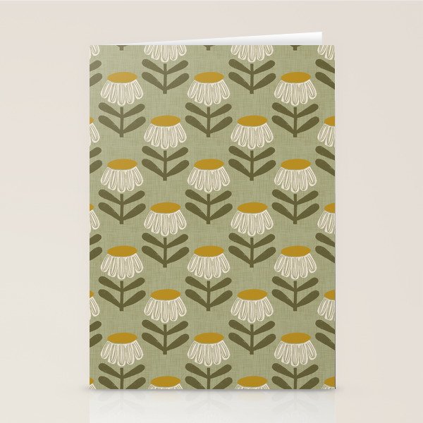Retro Floral Sage - Mid Century Modern Daisy Stationery Card Gallery Image 2