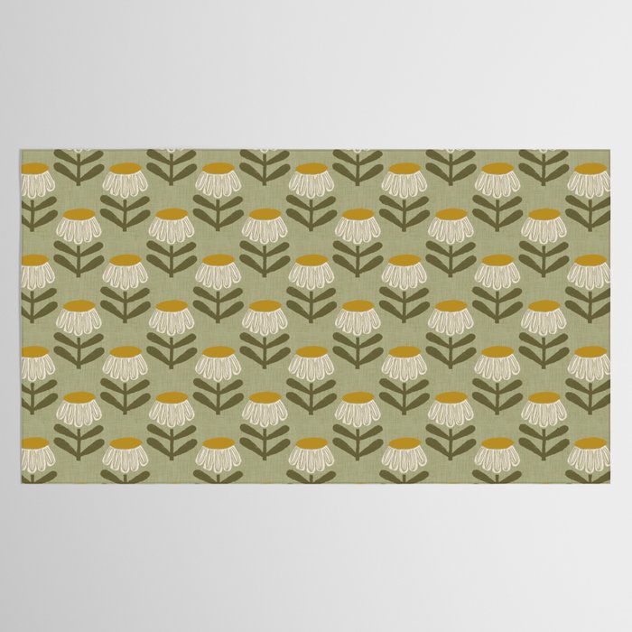 Retro Floral Sage - Mid Century Modern Daisy Tablecloth Gallery Image 2