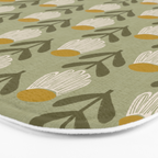 Retro Floral Sage - Mid Century Modern Daisy Bath Mat Gallery Image 3