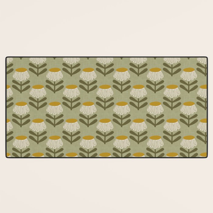 Retro Floral Sage - Mid Century Modern Daisy Desk Mat Gallery Image 3