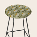 Retro Floral Sage - Mid Century Modern Daisy Stool Gallery Image 2