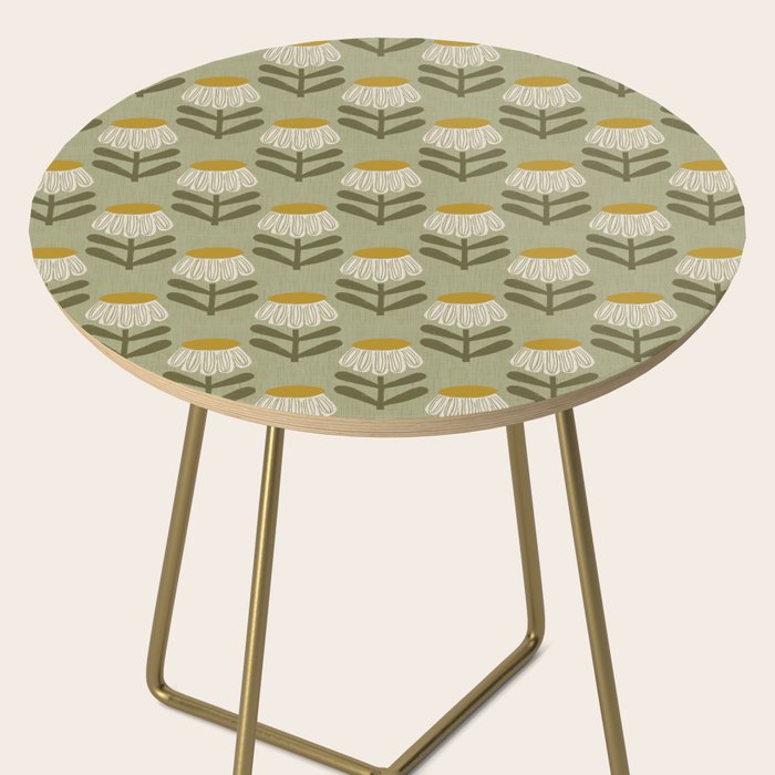 Retro Floral Sage - Mid Century Modern Daisy Side Table Gallery Image 2