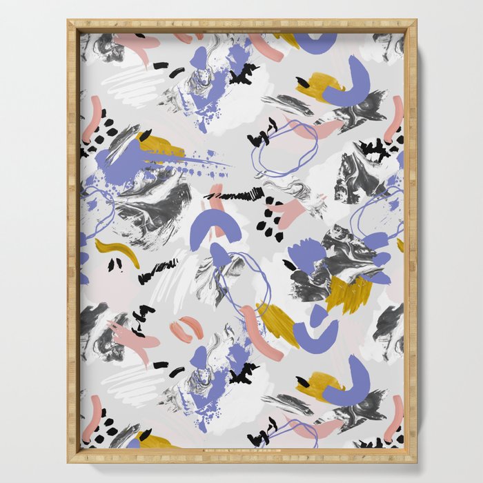 Abstract brush strokes splashes Serving Tray Gallery Image 1