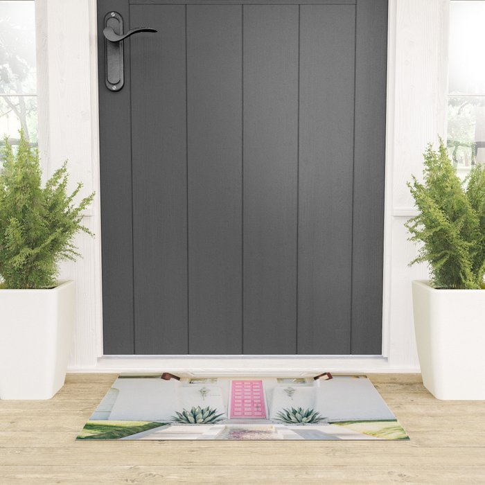 Pink Door in Palm Springs California Photo - Mid Century Modern Architecture Welcome Mat Gallery Image 3