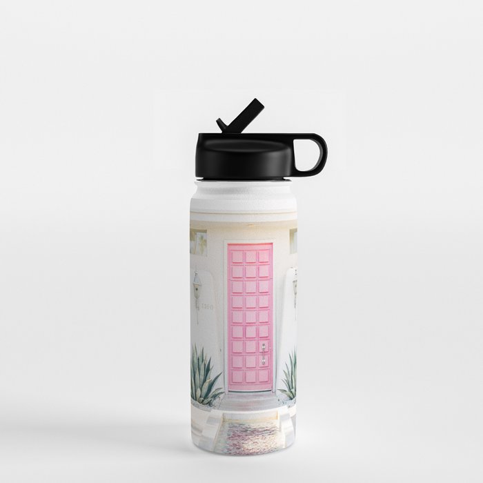 Pink Door in Palm Springs California Photo - Mid Century Modern Architecture Water Bottle Gallery Image 1