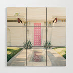 Pink Door in Palm Springs California Photo - Mid Century Modern Architecture Wood Wall Art Gallery Image 1