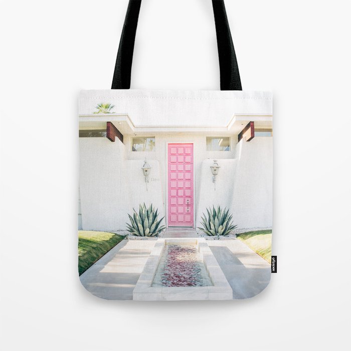 Pink Door in Palm Springs California Photo - Mid Century Modern Architecture Tote Bag Gallery Image 1